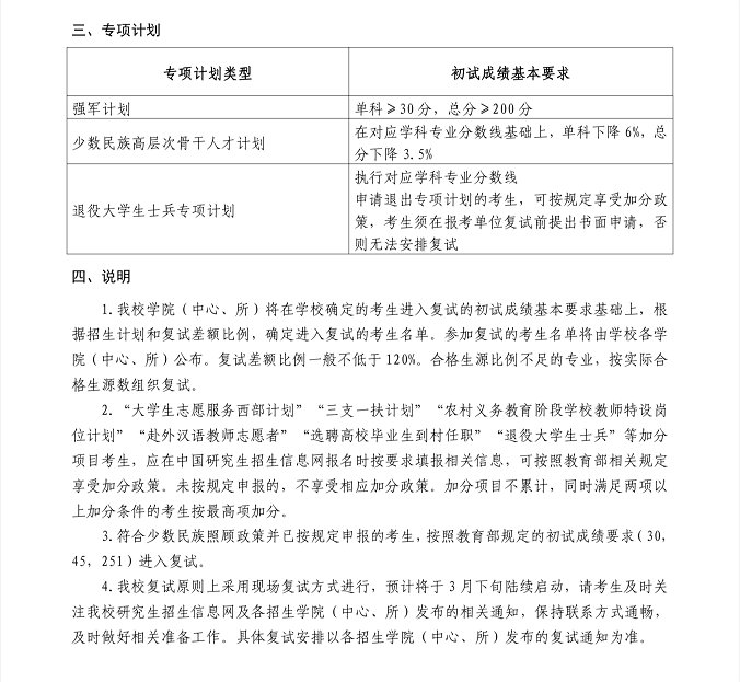 山東大學(xué)2024年碩士研究生招生考試考生進(jìn)入復(fù)試的初試成績(jī)基本要求